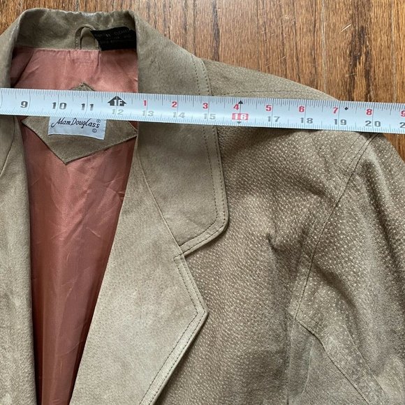 Vintage Adam Douglass Jacket Suede 80s Blazer Retro Shoulder Pads Women’s Small - Picture 10 of 12